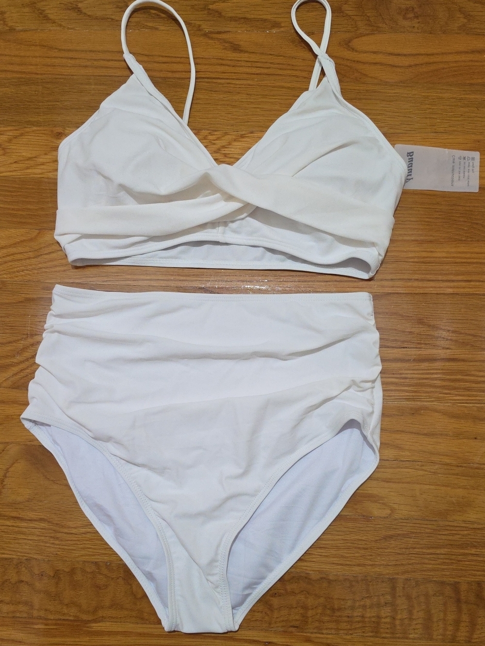 Amazon (Buauty) White Two-Piece High-Waist Bikini Set - Size M